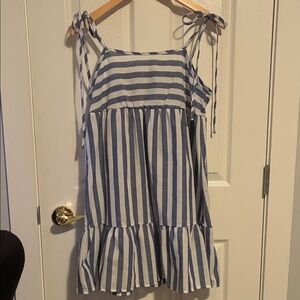 Blue and White Striped Dress